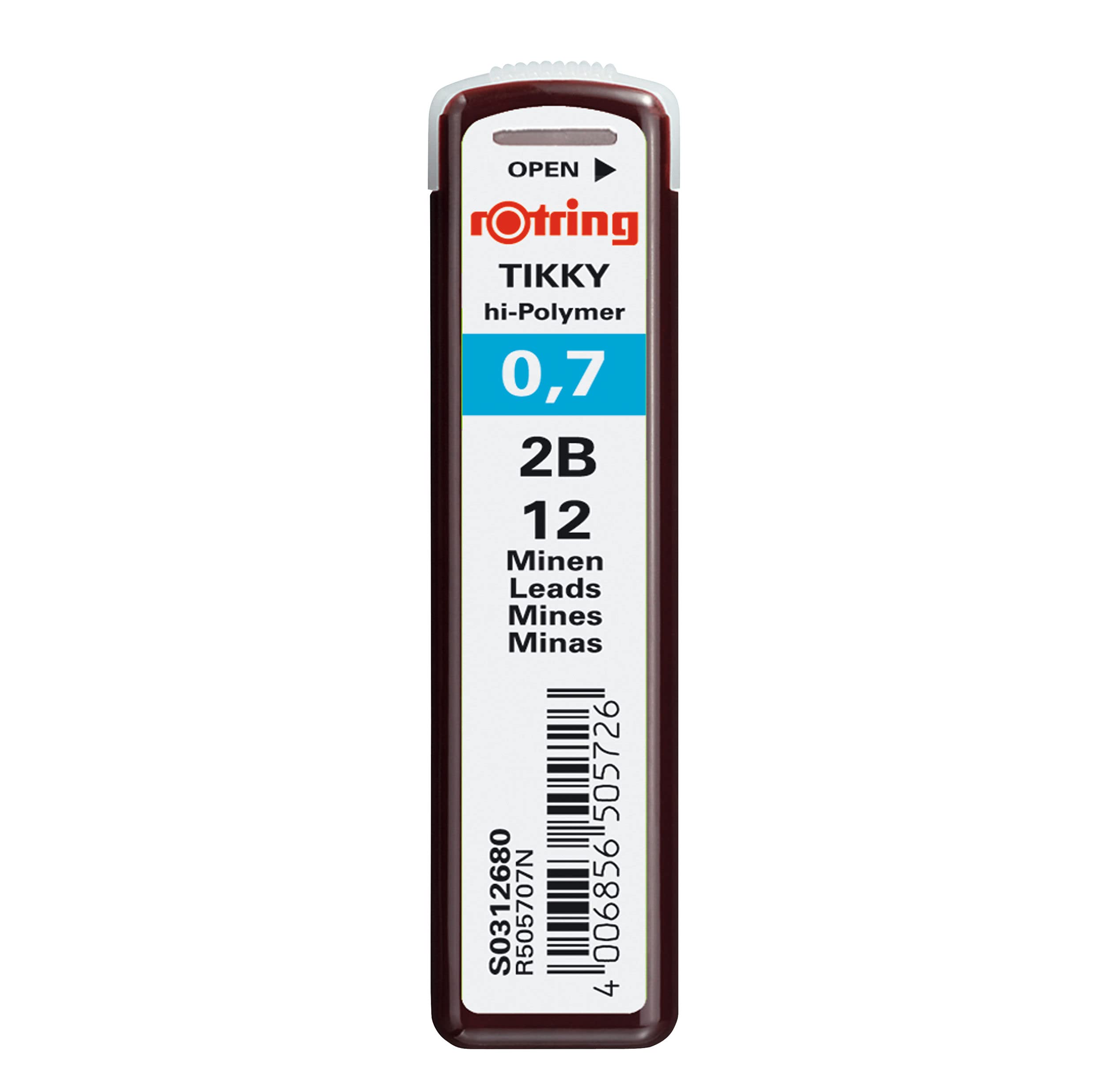 rOtring Tikky Mechanical Pencil Lead Refills, 0.7mm, 2B, 10 Count (120 leads)