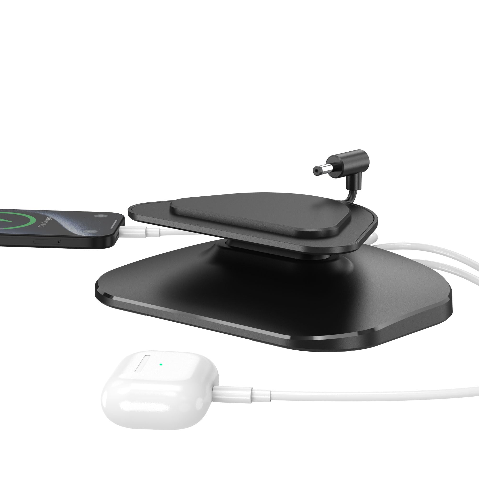 PlusAcc Adjustable Stand for Show 5 3rd Gen Stand with USB C and USB A Charging ports Charging Station for iPhone/Airpods Smartphones & Smartwatch & Show 5 3rd Gen (Black)