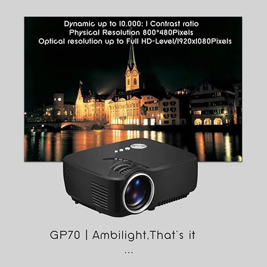 CJDQ Proyector Negro HD Gran Angular 3D Teatro en casa 1200 ...