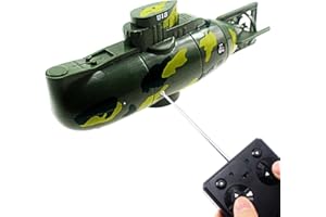 Tipmant Mini RC Submarine Remote Control Boat Ship Military Model Electronic Water Toy Diving for Fish Tank Water Tub Kids Birthday Gift (Green)