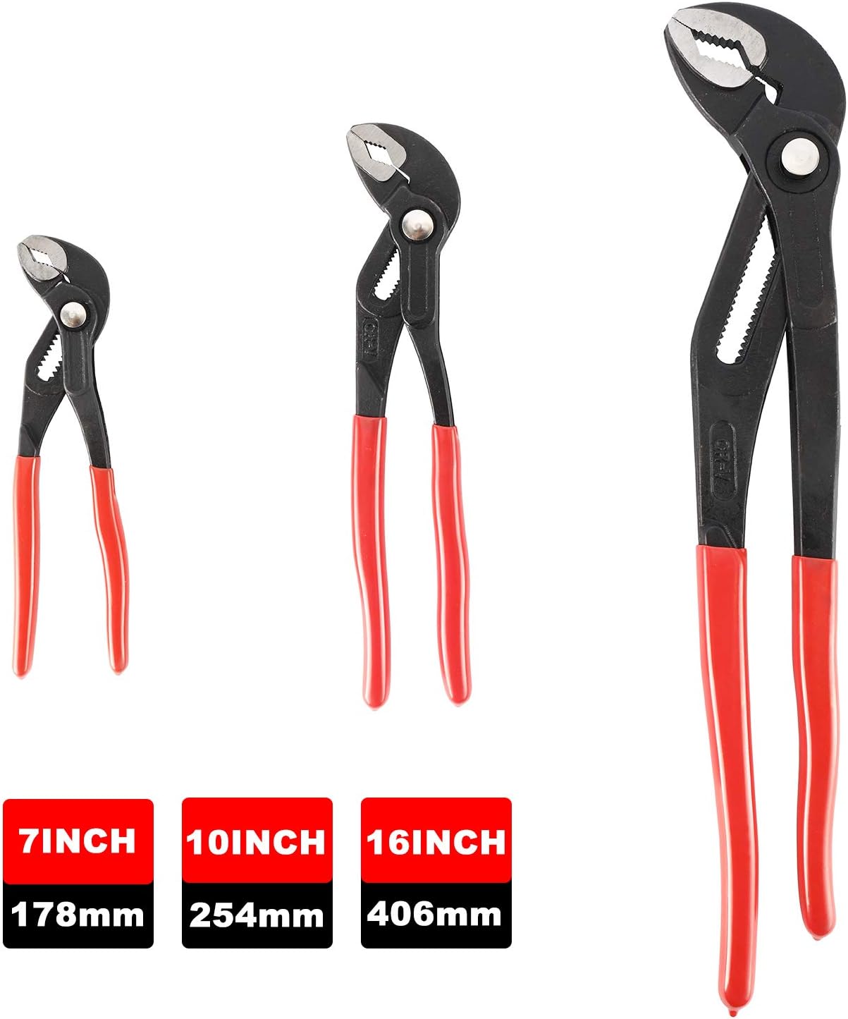 3PCS Water Pump Pliers Set 7&10&16Inch Channel Lock Pliers Quick