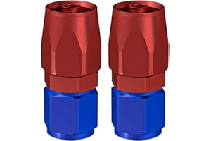 SINTLY 8AN Straight Fitting Swivel Hose End Fittings for Blue/Redaided Fuel Line Blue/Red 2PCS