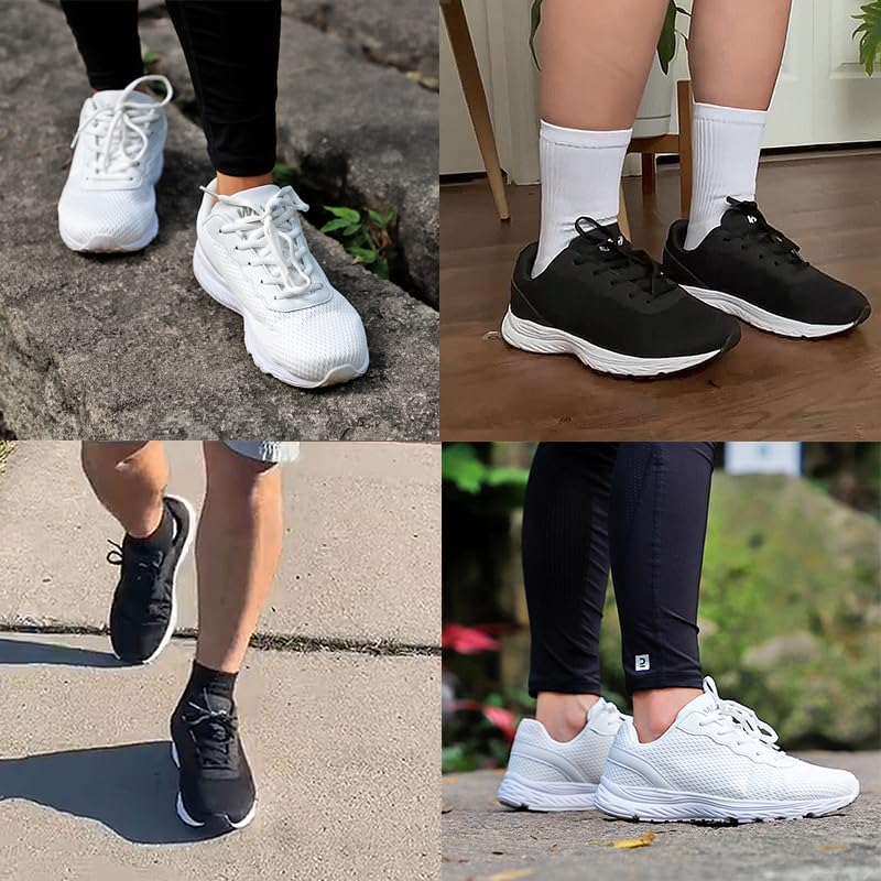 Knixmax Outdoor Herren Damen Extra Weit Laufschuhe Walking Schuhe Breite Turnschuhe Leichte und Atmungsaktive Trainer Bequeme Fitnessschuhe Schwarz EU38 6