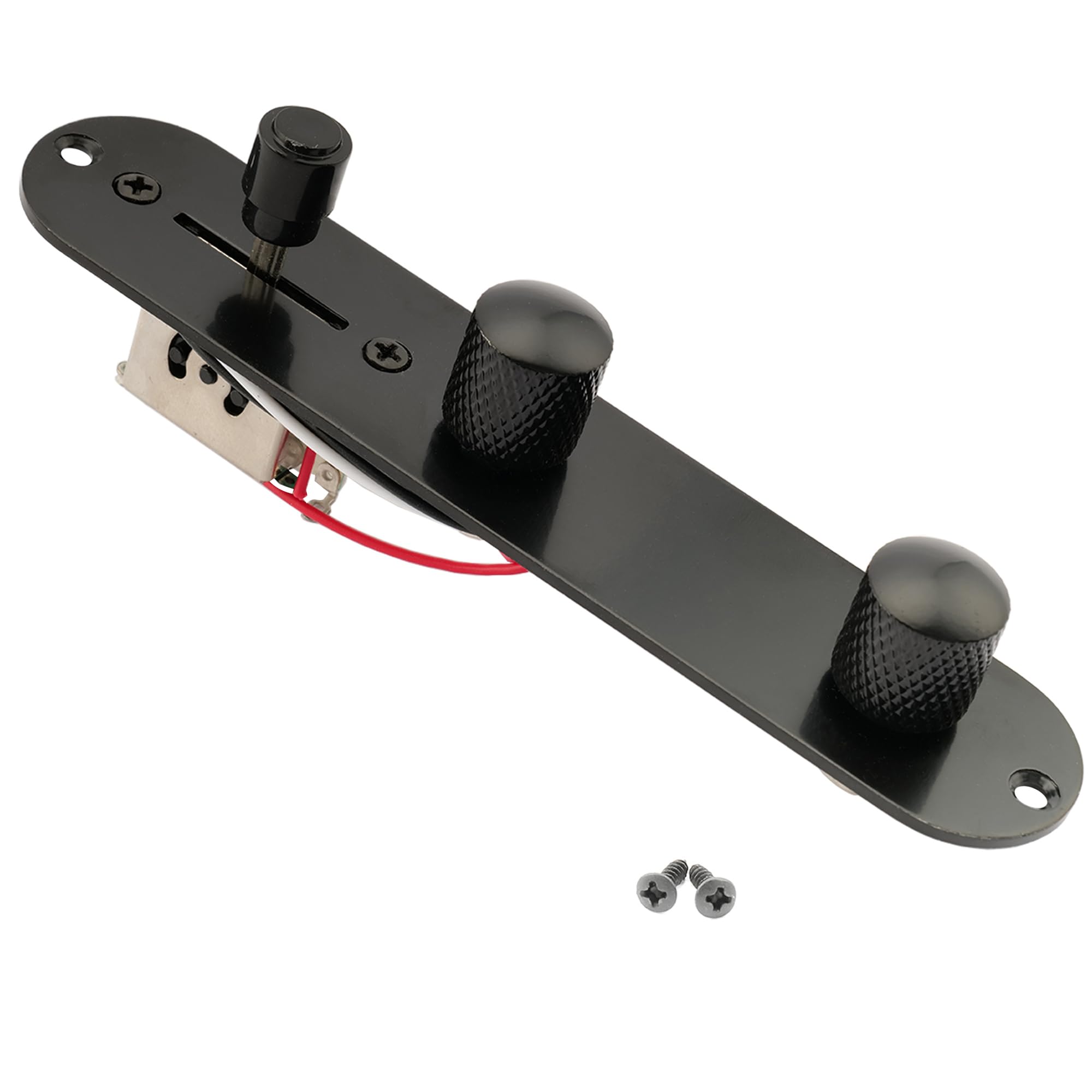 Musiclily 32mm Loaded Prewired Control Plate with 3-Way Switch Wiring Harness for Tele Telecaster Style Electric Guitar,Black