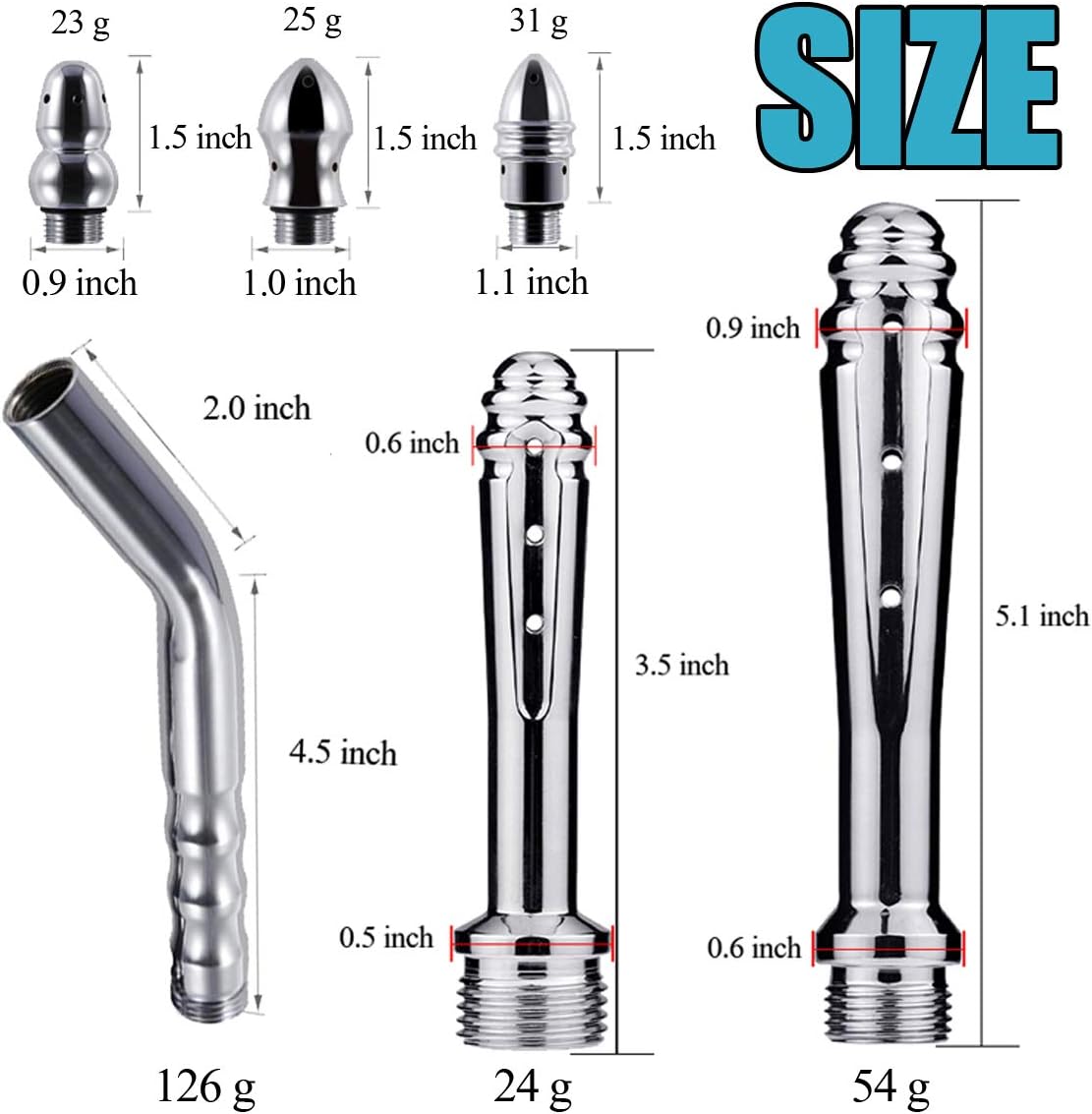 Metal Enema Shower Heads,Shower Enema Nozzle System - with 59 inch Hose Handheld Shower for Colonic Cleanse Kit (3 Style) - Image 3