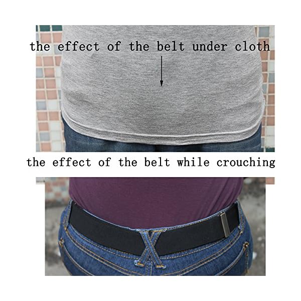 Womens-Invisible-Hidden-Elastic-Belt-with-Flat-Buckle-No-Show-no-bulge-belt-Black-One
