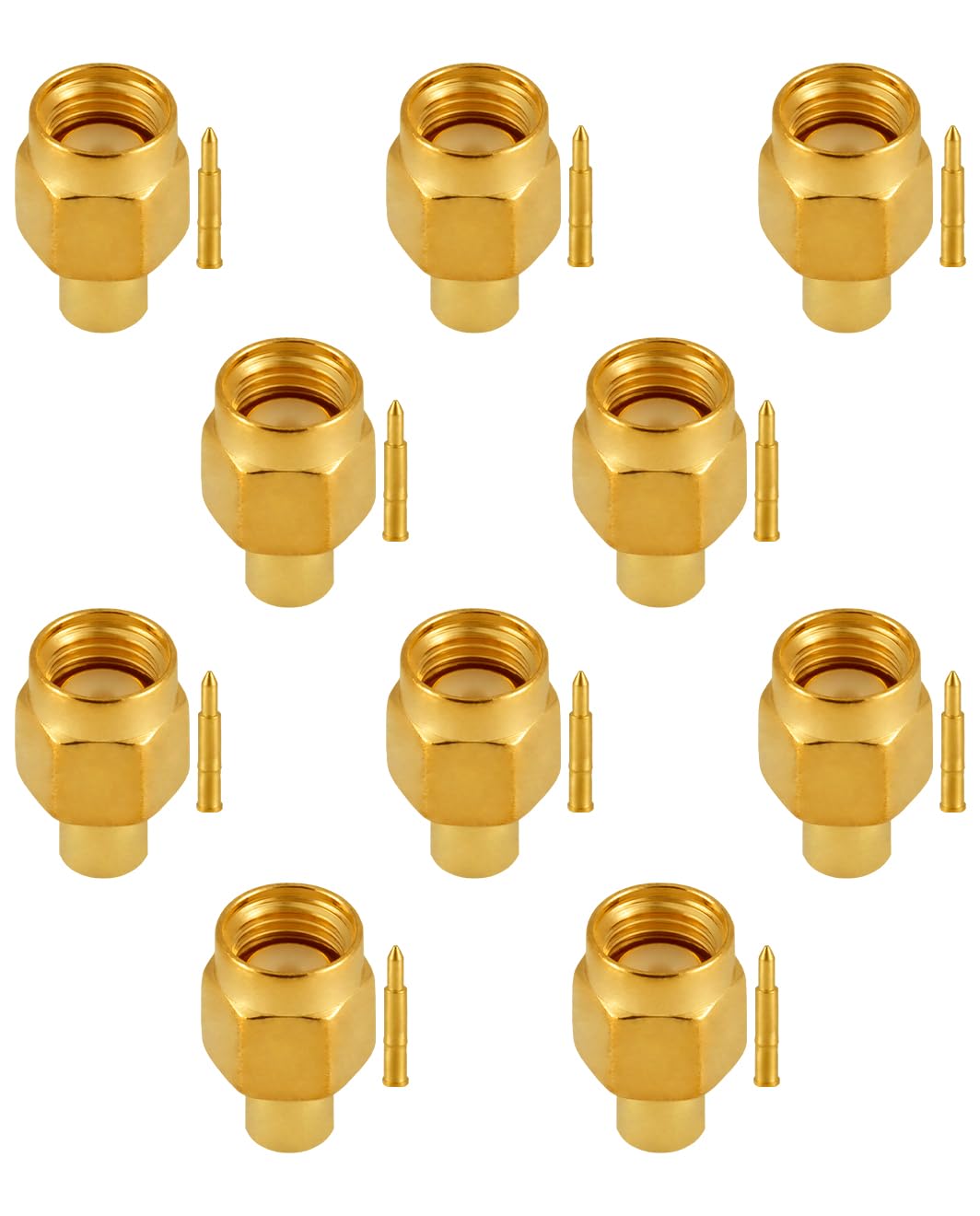 Vecys 10 PCS SMA Connectors SMA Male Solder Connector for RG402 .141" Semi-Rigid RF Coax Cable