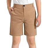 KEREDA Boys Uniform Shorts Elastic Waist Kids Golf Dress Preppy School Shorts with Pockets