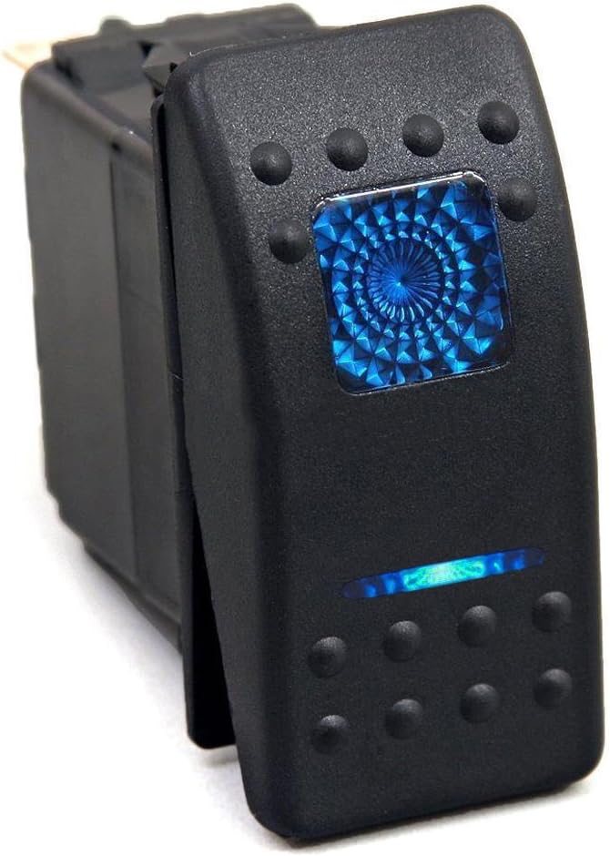 MKING 12v 20 Amp Waterproof LED On/Off Boat Marine Rocker Switch with Light (5 x Blue/Color/Red/Green/Orange/White LED) (3/5 Pin) : Sports & Outdoors