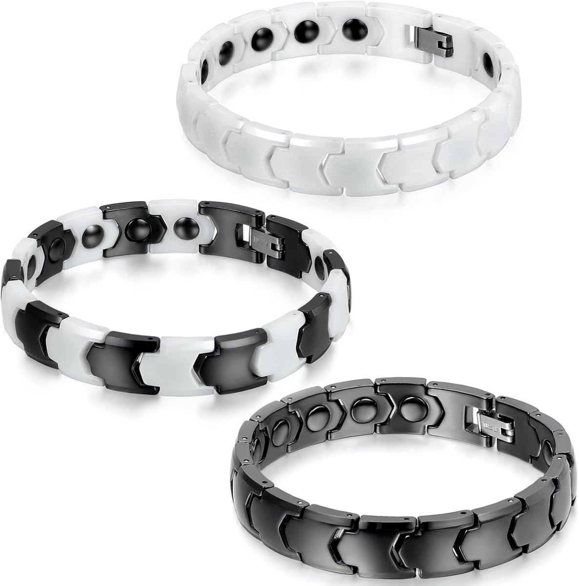 JewelryWe Schmuck 3pcs Herren Armband, Keramik Porzellan, 11mm Breit