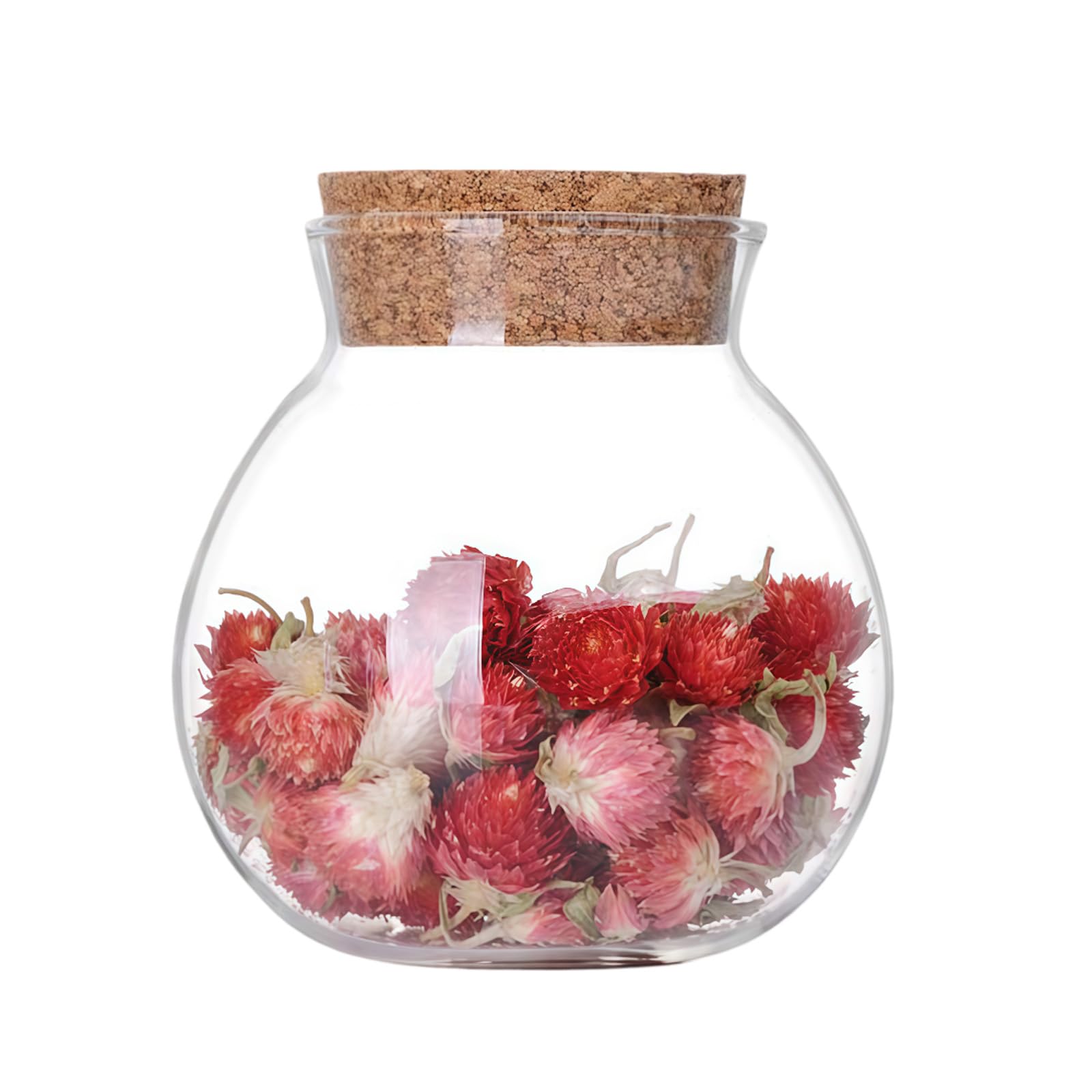 500ml 17oz Spherical Glass Jar with Cork Lid Clear Empty Food Storage Container for Tea Coffee Spice Candy Bath Salts Kitchen Pantry Organization