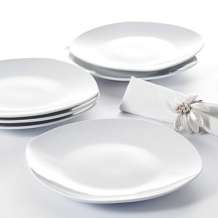 MALACASA, Serie Elisa, 12 TLG. Set 7,5' Porzellan Dessertteller Kuchenteller Teller Set 19x19x2cm für 12 Personen