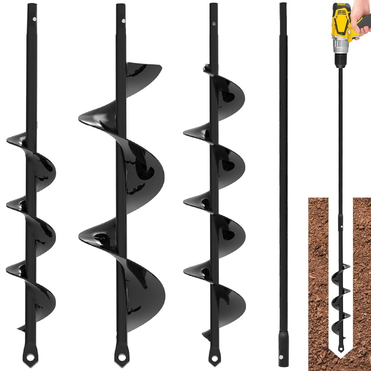 Auger Drill Bit for Planting 3 Pack - with