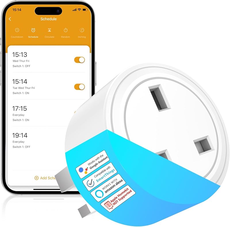 SURFOU Smart Plug Wi-Fi Timer Socket with Energy Monitoring 13A
