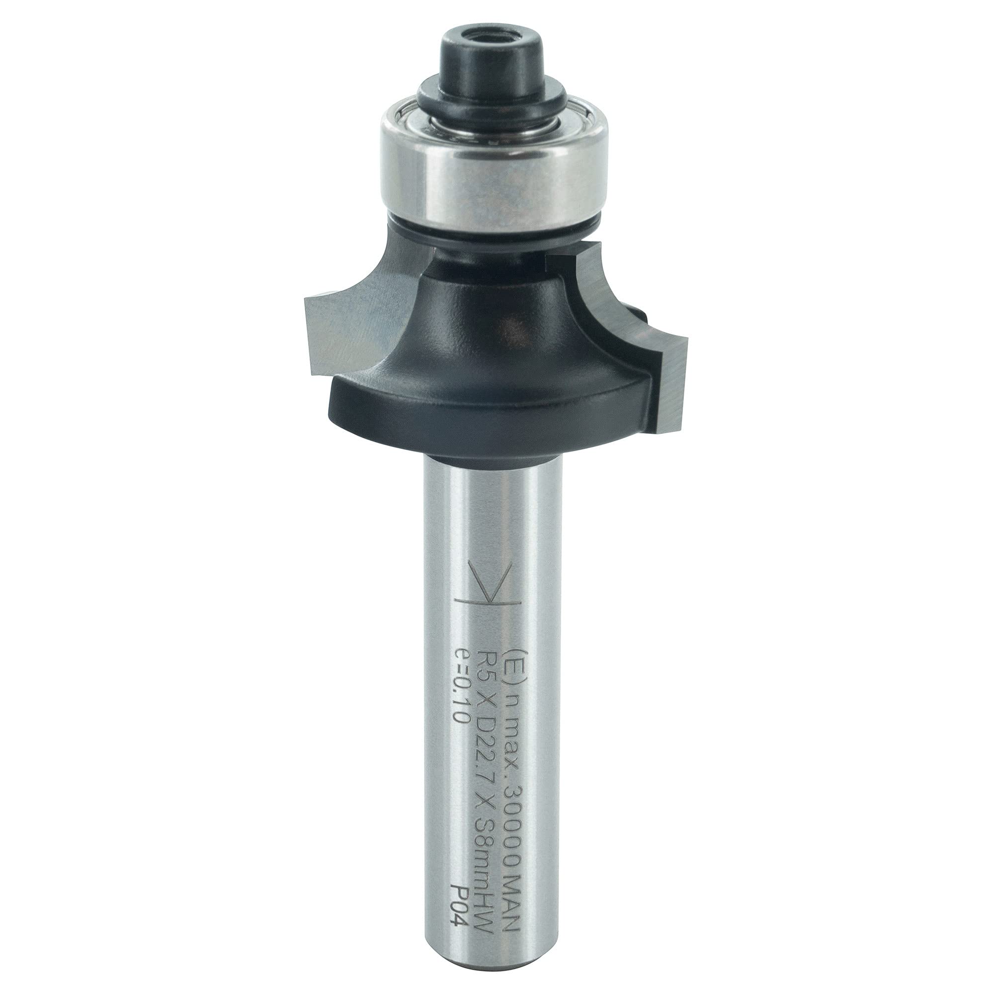 ENT 14286 Rounding Over Cutter TC Shank (S) 8 mm, Diameter (D) 22,7 mm, NL 9,5 mm, R 5 mm, SL 32 mm, with Ball Bearing