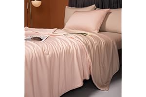 LLanCL Cooling Blankets for Hot Sleepers - Cool Like Ice Cream Lightweight Blanket for Summer with Double Side Cold, Cooling Comforter, Quilt, Fabric for Bed (Twin Size 59" x 79" Pink & Beige)