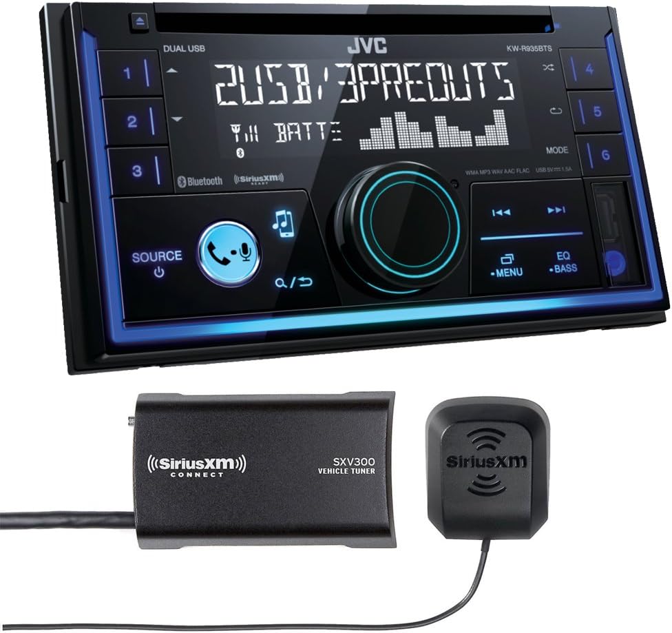 JVC KW-R935BTS Double DIN Bluetooth in-Dash Car Stereo, SiriusXM Tuner Included