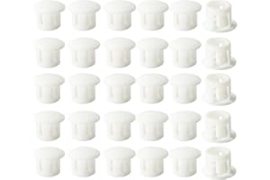 Masendelk 30pcs Plastic Hole Plugs, Snap in Locking Hole Tube Circular Locking Fastener Cover, Insert End Caps for Furniture Fencing Post Pipe - 8mm, White