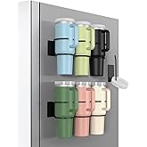 BOTEMY Magnetic Stanley Cup Holder for Fridge, Water Bottle Holder for Stanley Cup 40oz, 2 PCS Magnetic Cup Holder and 1 Tumbler Lid Organizer for Stanley Cup Accessories