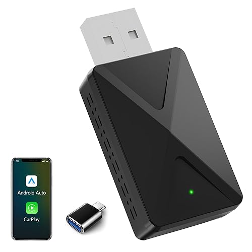 Wireless CarPlay Adapter for iPhone and Android Auto Adapter, Plug & Play Car Play Wireless Connectivity, Convert Factory Wired to Wireless,Low Latency, Compatible with iOS10+/Andriond11+