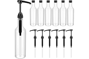 Maxdot 6 Pcs 25 oz Syrup Bottles with Pump Long Neck Bottles Plastic Syrup Pump Dispenser for Coffee Bar Accessories Home Party