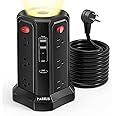 Long Surge Protector Power Strip 16 FT Cord, PD20W USB C Power Strip Tower with Night Light, Extension Cord with Multiple Outlets with 4 USB Ports, PASSUS Charging Station Home Office Essentials Black
