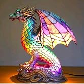 Neioaas Retro Dragon Stained Resin Table Lamp for Home D&eacute;cor | Animal Table Lamp Series, Vintage-Style Bedside Light, Unique Dragon Design for Home D&eacute;cor Living Room &amp; Bedroom