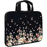 XMBFZ 15.6" Laptop Sleeve 14" 15" 15.4" Chromebook Case Ultrabook Case Notebook Sleeves PC Messenger Bag (Flowers)