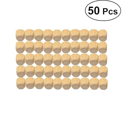 SUPVOX 50 Stück 18 mm Holz Blanko Würfel Set 6 Seiten Holz Quadratische Blöcke DIY Holz Würfel für Puzzle-Herstellung