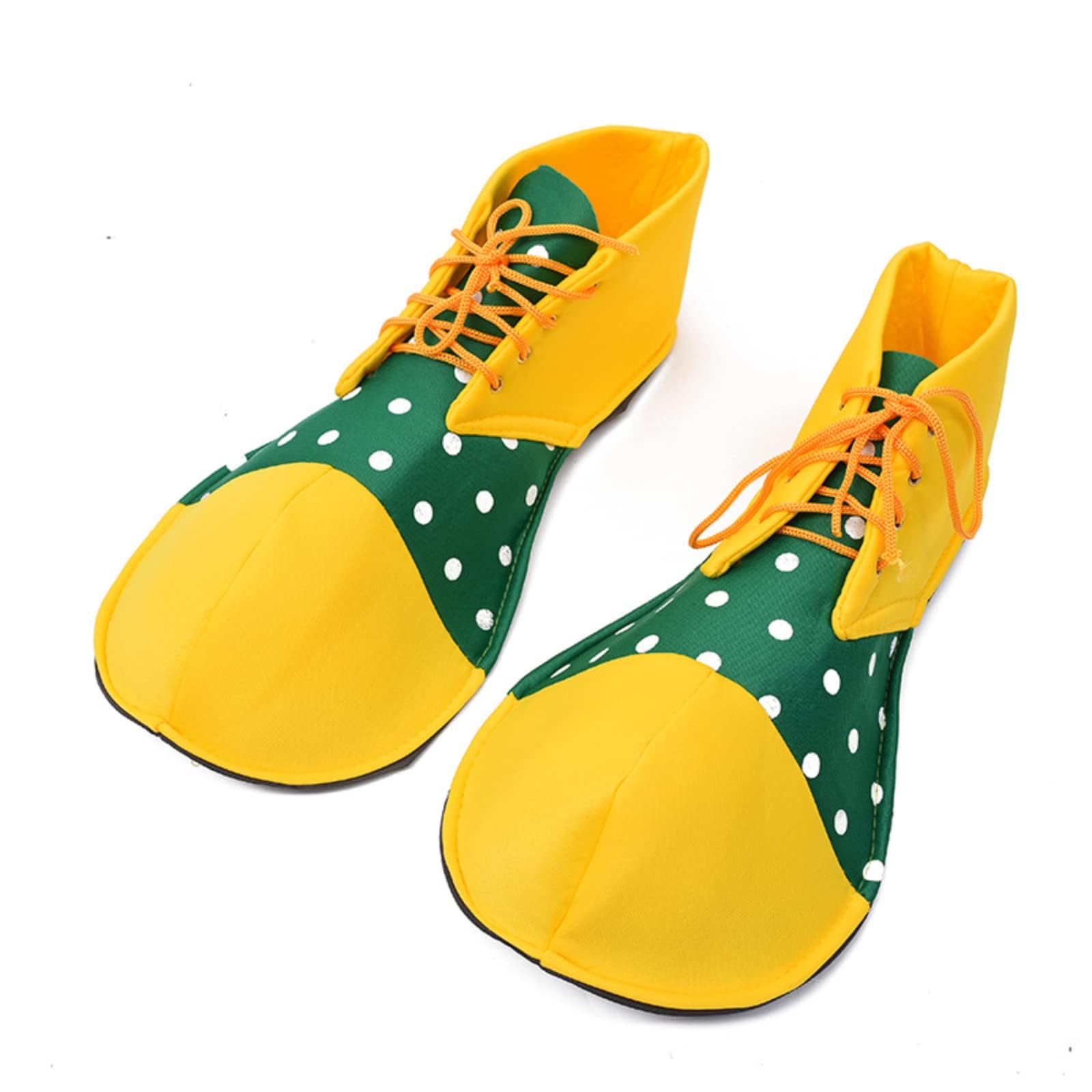 Clown Shoes Adult Men Women Funny Costume Accessories Round Head Shoes Prom Props Halloween (Yellow+Green)