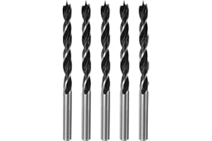 HARFINGTON 5pcs Brad Point Drill Bits 6mm(15/64") Dia Straight Steel Round Shank Drill Metric Brad Point 2.4" Drilling Depth Spiral Twist Drill Bits for Carpenter Woodworking Plastic Rubber