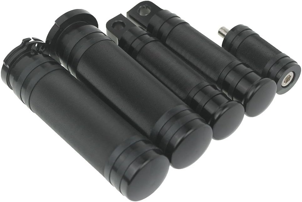 HDBUBALUS Motorcycle Set of 1" CNC Handle Bar Hand Grips Shifter Pegs Foot Pegs Foot Pedal Fit for Harley