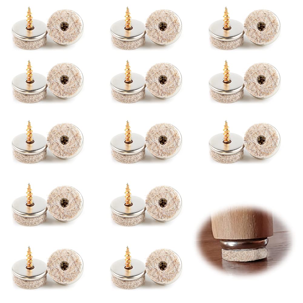 Lxoraziy 40 PCS Felt Gliders, 28mm Diameter Felt Pads for Furniture Feet, Screw-On Felt Pads, For Wooden Floors and Wooden Furniture, Felt Gliders Chair Gliders (28MM)