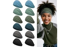 Z-CHARMMY Sweat Bands Headbands, Women Headbands for Long Hair and Short Hair, 12 PCS