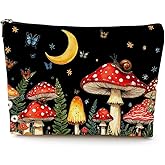 LONGXIN Forest Mushroom Cosmetic Bag Starry Night Butterfly Small Makeup Bag Travel Toiletry Makeup Organizer Zipper Pouch Christmas Thanksgiving Birthday Gifts for Women Girls Friend Sister Her
