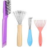 4 Pcs Hairbrush Cleaner Tool Set Hair Brush Cleaner Rake Comb Mini Cleaning Brush with Rake Comb Cleaner for Removing Hair Dust Hair Brush Cleaning Tool for Home and Salon Use