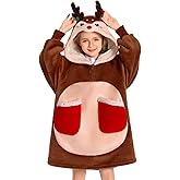 OLAOLA Wearable Blanket Hoodie for Adults - Oversized Animal Hooded Blanket - Soft Warm Cozy Sherpa Fleece Sweatshirt