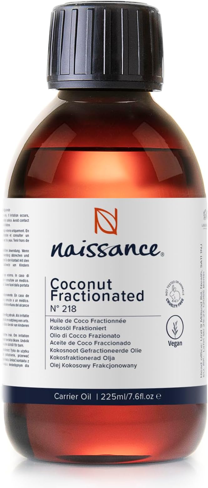 Naissance Liquid Fractionated Coconut Oil 225ml MCT for Skin Hair DIY