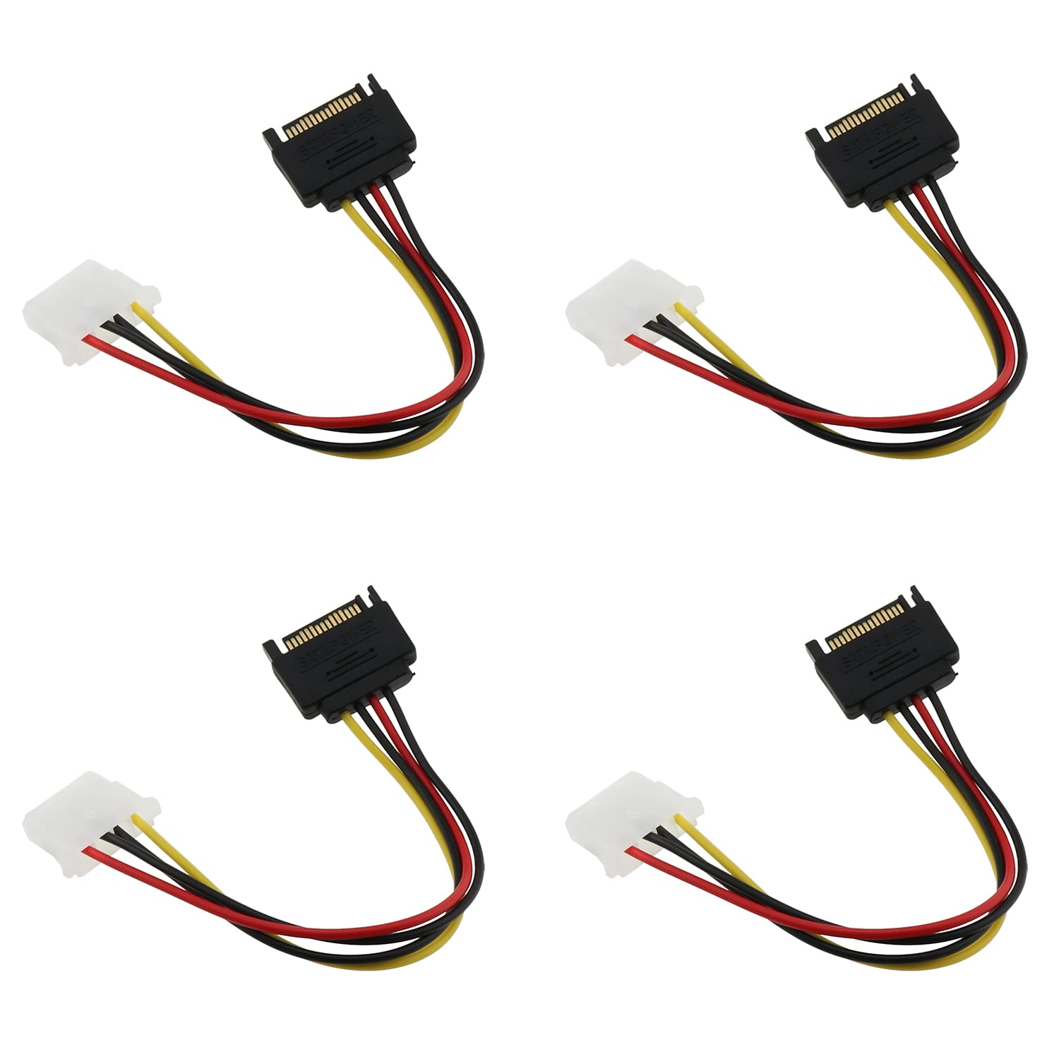 Photo 1 of ZZHXSM 4PCS SATA 15Pin Male to 4Pin IDE Molex Female Cable for Serial ATA Hard Drives and CD ROM Drives