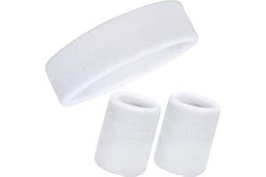 ERDOGLY 3 Pieces Sweatbands Set, Including Headband and Wristbands for Women Men Girls Boys for Gym Workout & Yoga, Comfy Sports Sweatbands for Football Baseball Basketball, Tennis