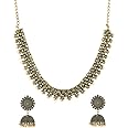 Yellow Chimes Women's Oxidised Jewellery Set Oxidised Gold Jewellery Set Kohlapuri Tribal Choker Necklace Set Multicolor Medium