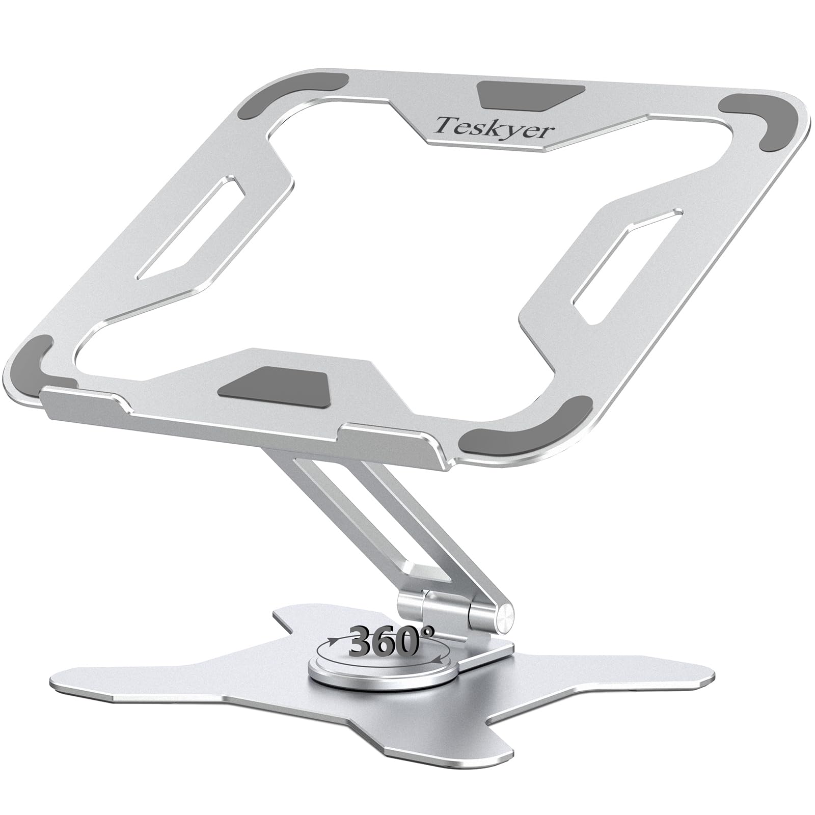 Teskyer 360° Rotation Laptop Stand, Adjustable Laptop Stand for Desk, Aluminum Alloy Computer Stand, Compatible with Laptop 10-14", Silver