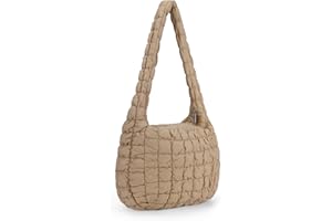 JQWSVE Women's Quilted Bag Large Puffer Tote Bag Lightweight Padding Shoulder Bag Quilted Tote Satchel Handbag Zip Puffer Bag