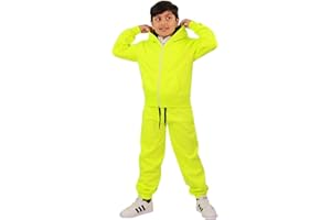 A2Z 4 Kids Plain Tracksuit Contrast Neon Green and Black Hoodie with Joggers Jogging Pants Sports Activewear Set for Unisex