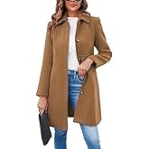 ECDAHICC Womens Casual Thicken Wool Blend Lapel Collar Single Breasted Pea Coat Long Blazer Jacket Overcoat