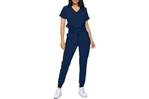 Monarch Uniforms Slim Fit Stretchy Scrubs Women's Jogger Scrub Set Slim Jogger Scrubs with Tuck-In Top for Women