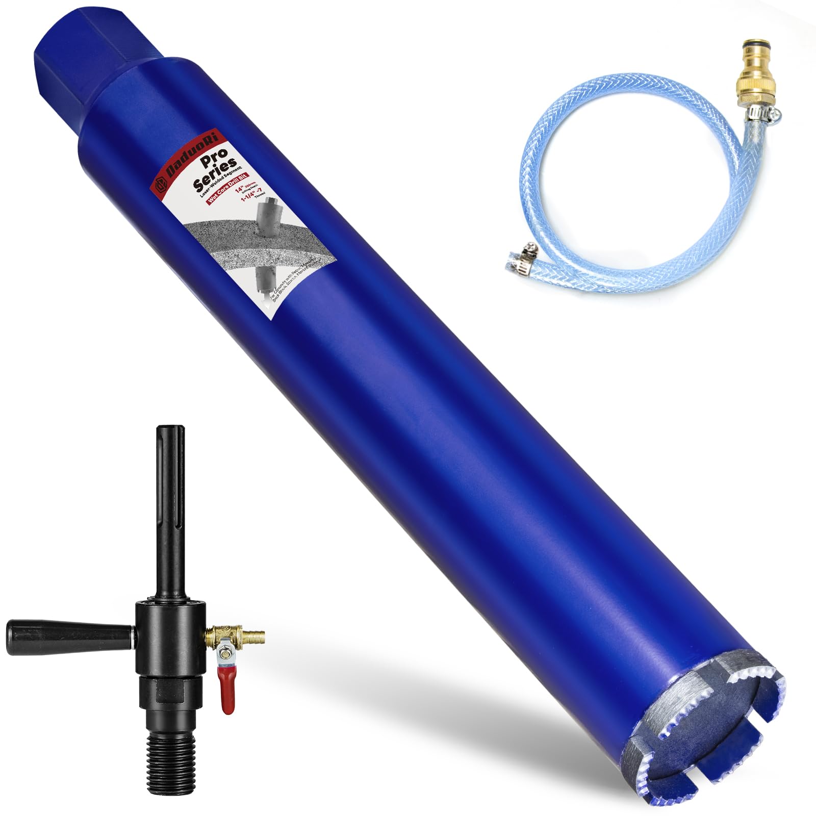 Photo 1 of DaduoRi 2-1/2" Pro Core Drill Bit with SDS Max Water Injection Adapter(1-1/4"-7 UNC),14" Depth Upgraded Welded Wet Core Bits for Concrete with Rebar,Brick,Masonry,Mortar (Includes Water Hose Kit)