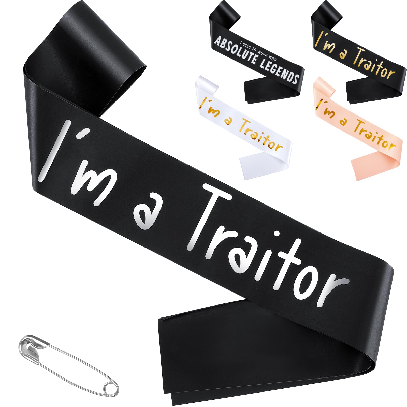 Xuniea I'm a Traitor Sash Traitor Leaving Sash New Job and Sorry Your Leaving Gifts Retirement Presents for Colleagues Women Men Farewell Party Going Away Decorations(Black, Silver Letter)