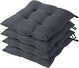 HAMO 4x 38x38 cm Graphite Dining Chair Seat Cushions Set