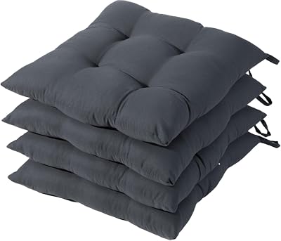 HAMO 4x 38x38 cm Graphite Dining Chair Seat Cushions Set